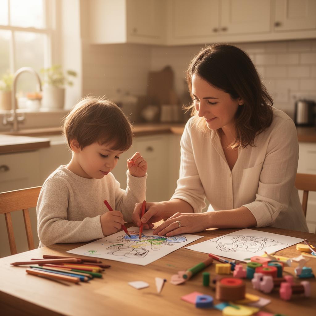 Caregiver supporting a child with daily activities