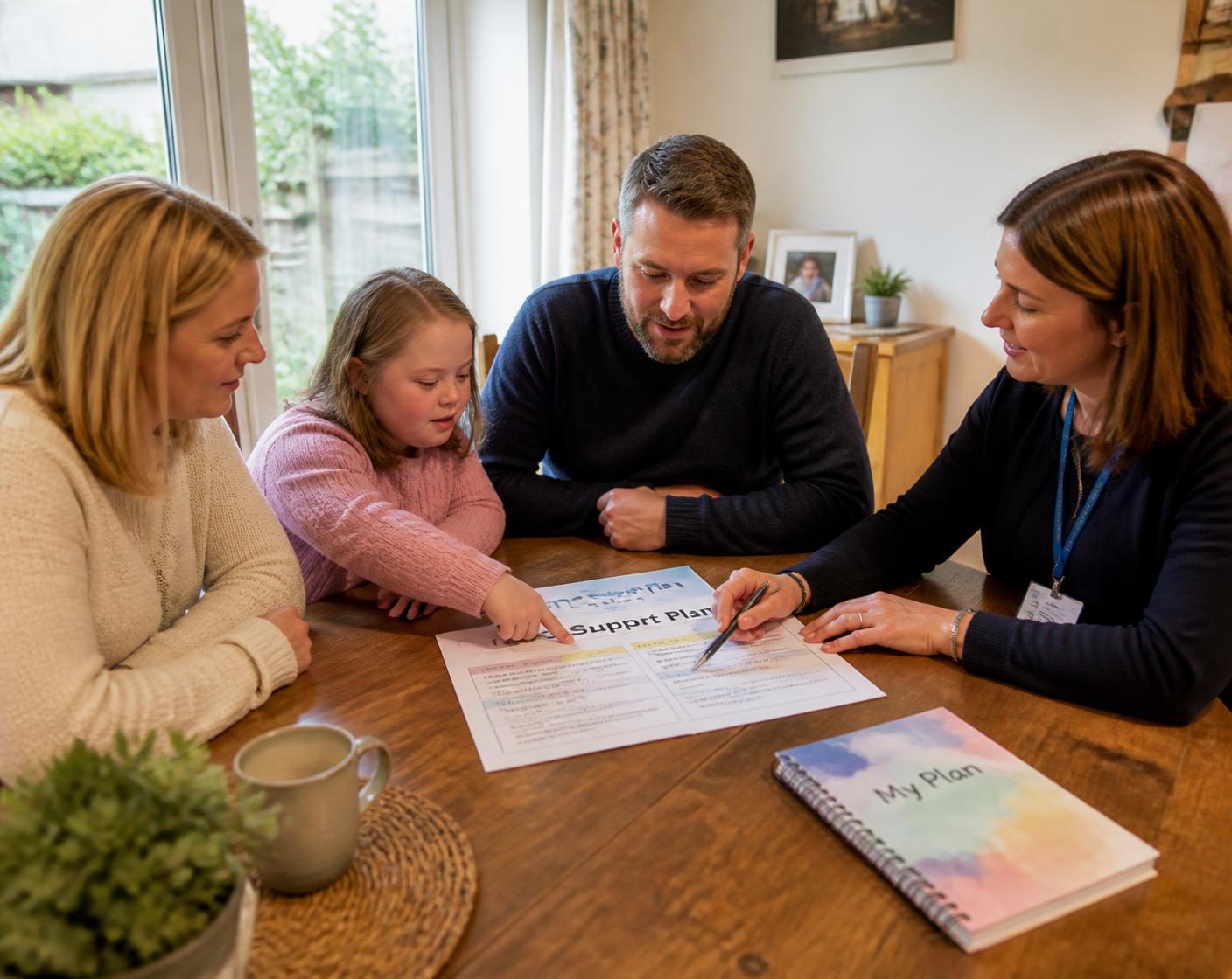 Family meeting with a respite care provider in Edmonton to discuss support needs